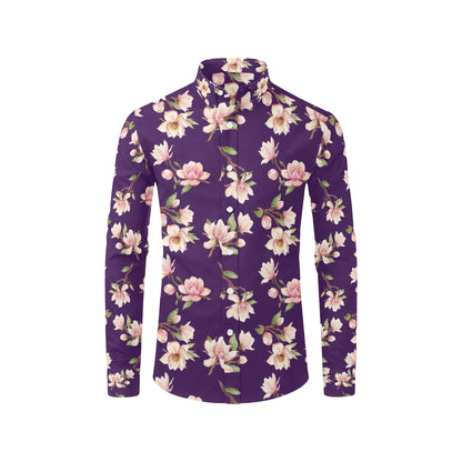 Magnolia Pattern Print Design MAG02 Men's Long Sleeve Shirt