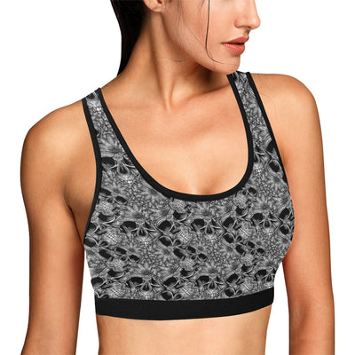 Skull Tattoo Design Print Sports Bra