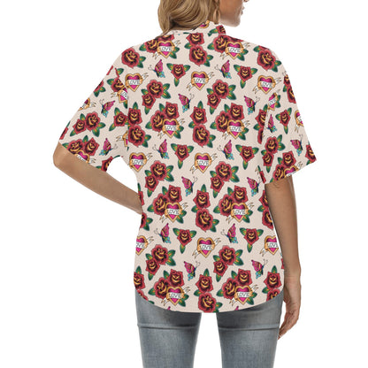 Tattoo Rose Print Design LKS302 Women's Hawaiian Shirt