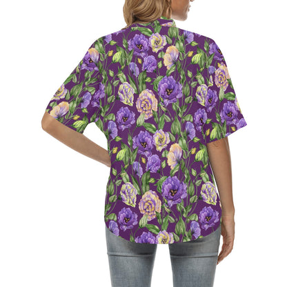 Lisianthus Pattern Print Design LT03 Women's Hawaiian Shirt