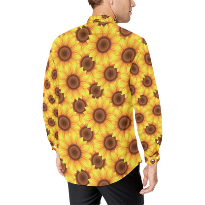 Sunflower Pattern Print Design SF07 Men's Long Sleeve Shirt