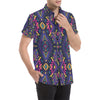 Aztec Pattern Print Design 07 Men's Short Sleeve Button Up Shirt