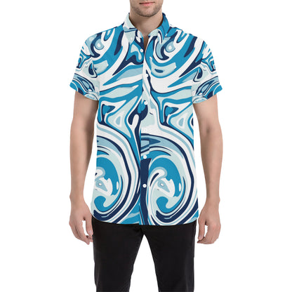 Liquid Pattern Print Design 05 Men's Short Sleeve Button Up Shirt