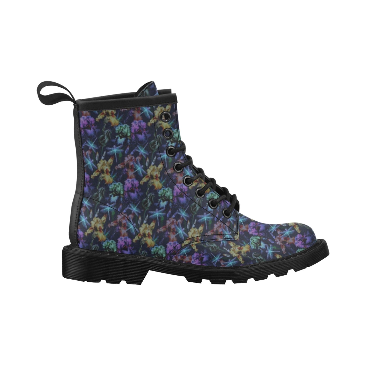 Dragonfly With Floral Print Pattern Women's Boots