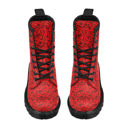 Maori Red Themed Design Print Women's Boots