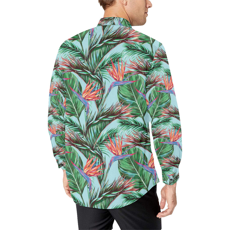 Bird Of Paradise Pattern Print Design BOP01 Men's Long Sleeve Shirt