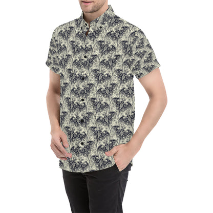 Bat Tribal Pattern Print Design 06 Men's Short Sleeve Button Up Shirt