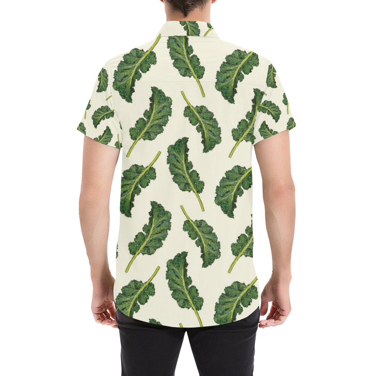 Kale Pattern Print Design 03 Men's Short Sleeve Button Up Shirt
