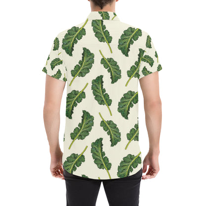 Kale Pattern Print Design 03 Men's Short Sleeve Button Up Shirt