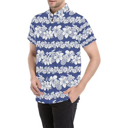 Hawaiian Themed Pattern Print Design H07 Men's Short Sleeve Button Up Shirt