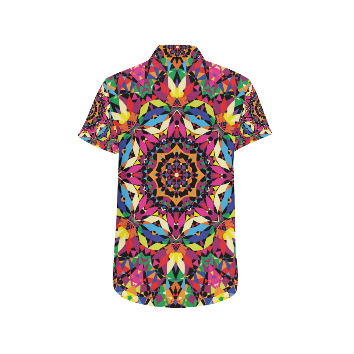 Kaleidoscope Pattern Print Design 02 Men's Short Sleeve Button Up Shirt