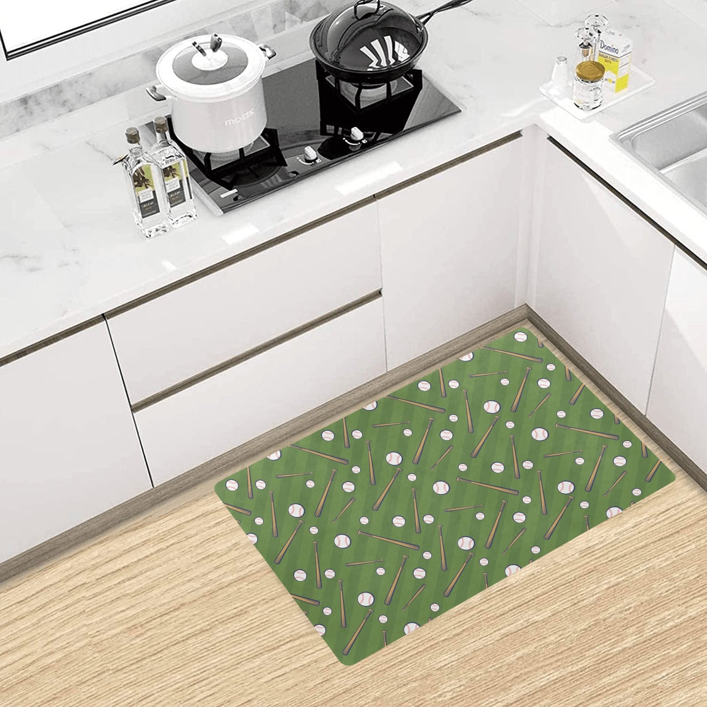 Baseball Pattern Print Design 02 Kitchen Mat