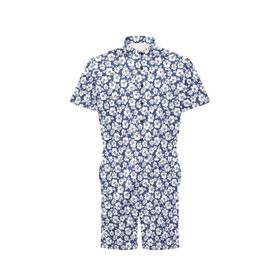 Hibiscus Blue Hawaiian Flower Style Men's Romper