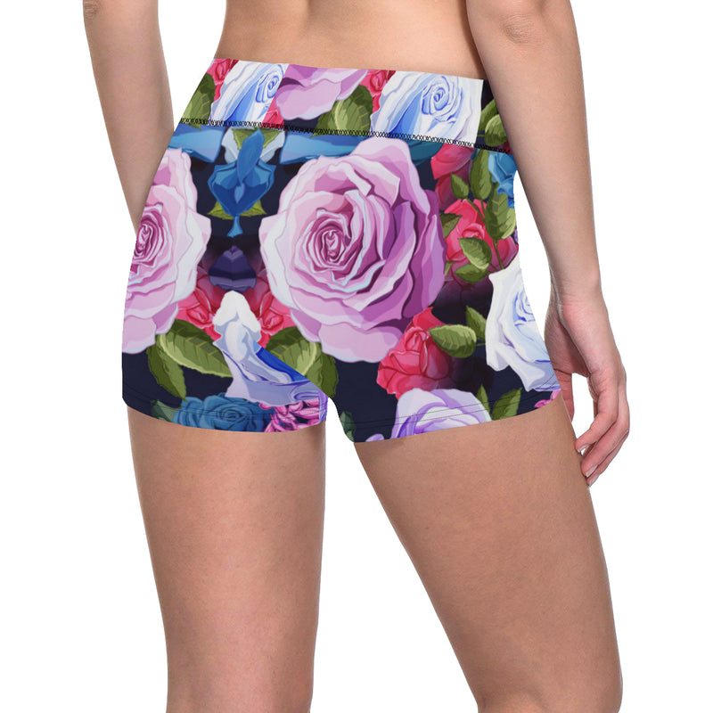 Rose Pattern Print Design RO09 Yoga Shorts