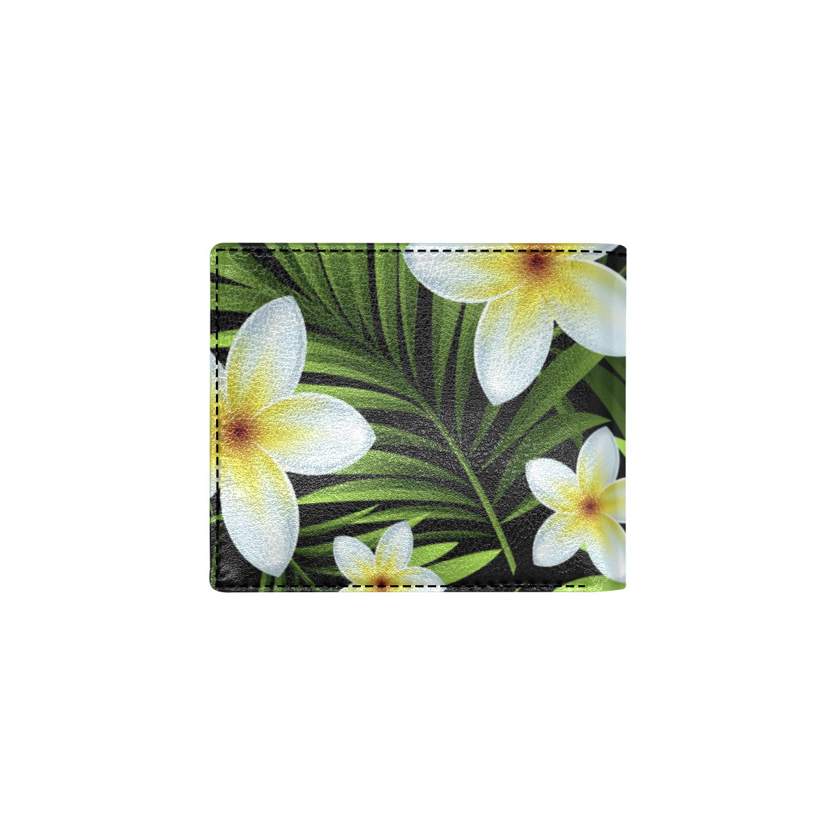 White Plumeria Pattern Print Design PM06 Men's ID Card Wallet