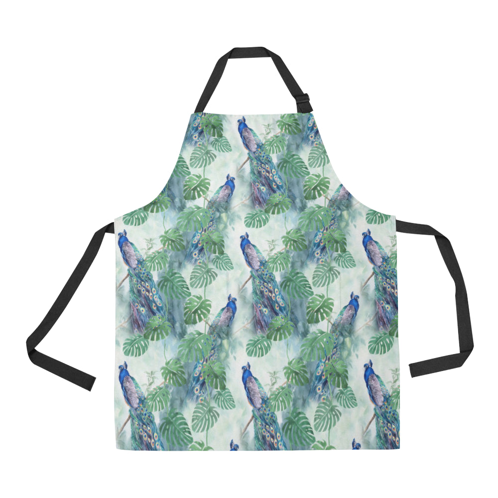 Peacock Pattern Print Design A02 Apron with Pocket
