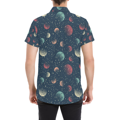 Cosmic Pattern Print Design 04 Men's Short Sleeve Button Up Shirt