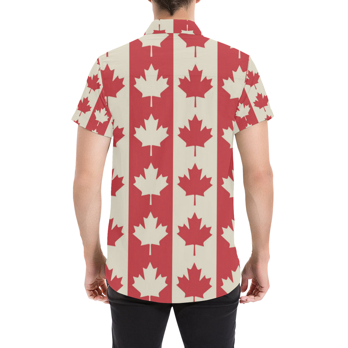 Maple Leaf Pattern Print Design 02 Men's Short Sleeve Button Up Shirt