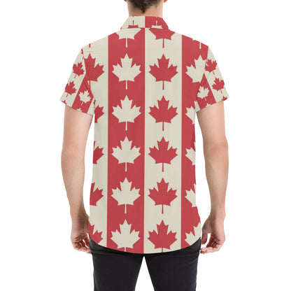 Maple Leaf Pattern Print Design 02 Men's Short Sleeve Button Up Shirt