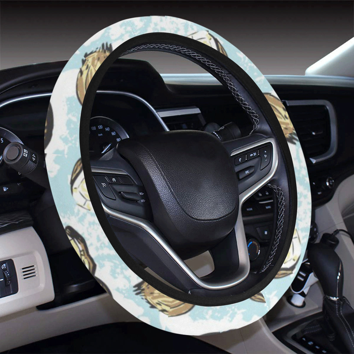 Coconut Pattern Print Design CN01 Steering Wheel Cover with Elastic Edge