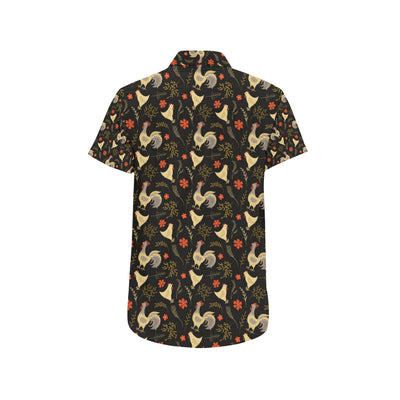 Chicken Pattern Print Design 04 Men's Short Sleeve Button Up Shirt