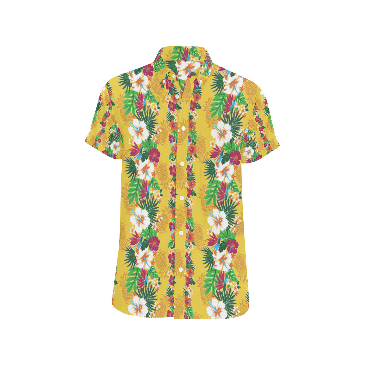 Hawaiian Themed Pattern Print Design H09 Men's Short Sleeve Button Up Shirt