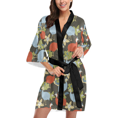 Guinea Fowl Pattern Print Design 02 Women's Short Kimono