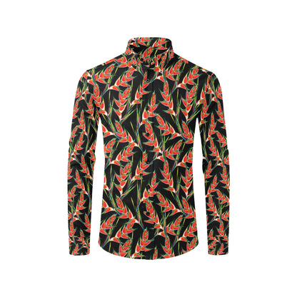 Heliconia Pattern Print Design HL010 Men's Long Sleeve Shirt