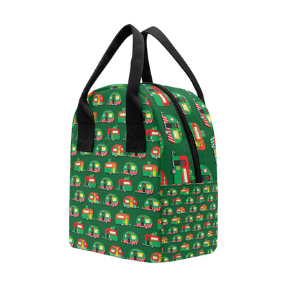 Camper Camping Christmas Themed Print Insulated Lunch Bag