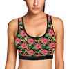 Red Hibiscus Pattern Print Design HB07 Sports Bra