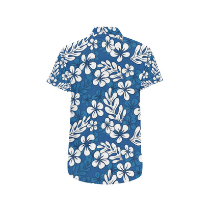 Plumeria Pattern Print Design PM015 Men's Short Sleeve Button Up Shirt