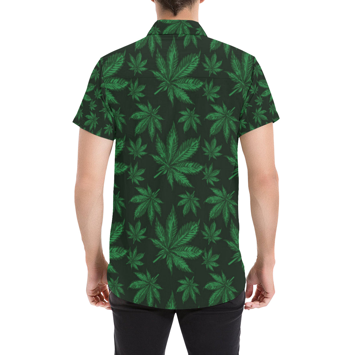 Pot Leaf Pattern Print Design A04 Men's Short Sleeve Button Up Shirt