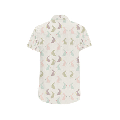Bunny Pattern Print Design 05 Men's Short Sleeve Button Up Shirt