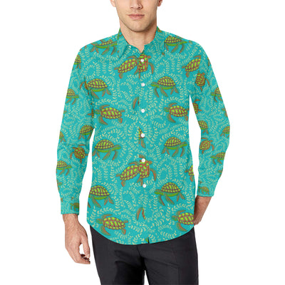 Sea Turtle Pattern Print Design T010 Men's Long Sleeve Shirt