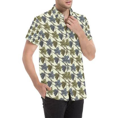 Grape Pattern Print Design GP03 Men's Short Sleeve Button Up Shirt