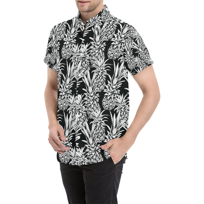 Pineapple Pattern Print Design PP08 Men's Short Sleeve Button Up Shirt