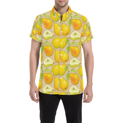 Pear Pattern Print Design PE05 Men's Short Sleeve Button Up Shirt
