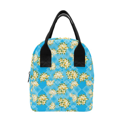 Yellow Plumeria Design Print Pattern Insulated Lunch Bag