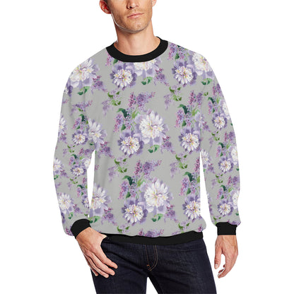 Lilac Pattern Print Design LI07 Men Long Sleeve Sweatshirt