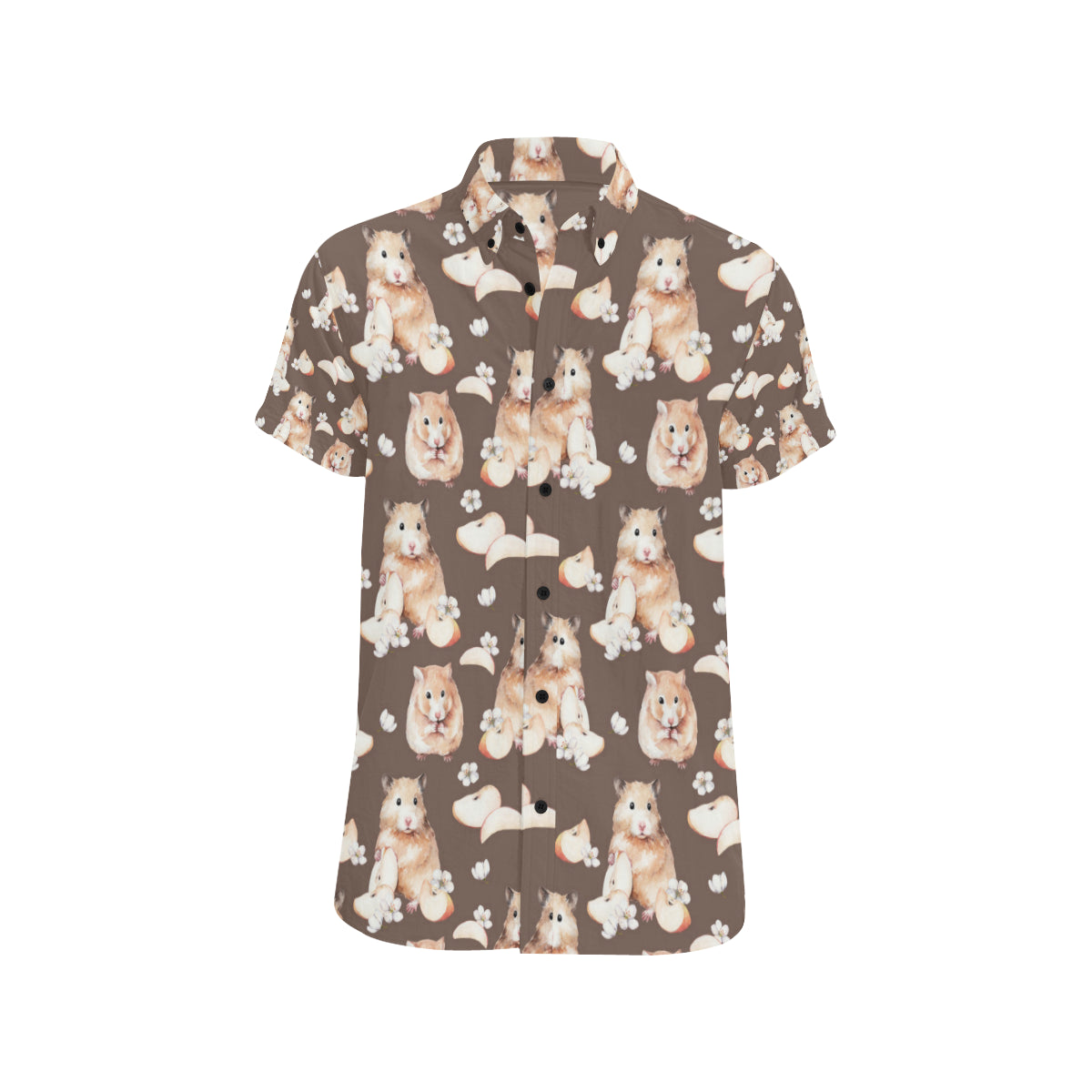 Hamster Pattern Print Design 03 Men's Short Sleeve Button Up Shirt