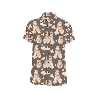 Hamster Pattern Print Design 03 Men's Short Sleeve Button Up Shirt