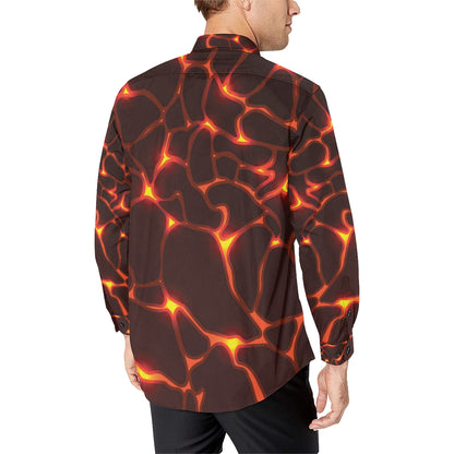 Lava Pattern Print Design 02 Men's Long Sleeve Shirt