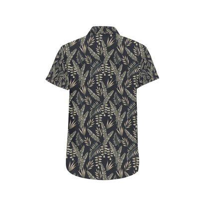 Banana Leaf Pattern Print Design 07 Men's Short Sleeve Button Up Shirt