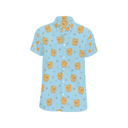 Pomeranians Pattern Print Design A03 Men's Short Sleeve Button Up Shirt