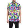 Peace Sign Colorful Pattern Print Design A02 Men's Short Sleeve Button Up Shirt