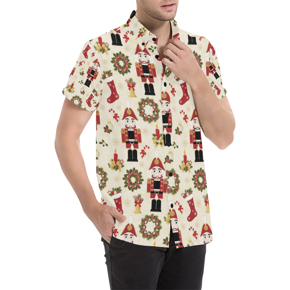 Nutcracker Pattern Print Design A01 Men's Short Sleeve Button Up Shirt