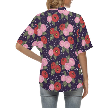 Camellia Pattern Print Design CM02 Women's Hawaiian Shirt