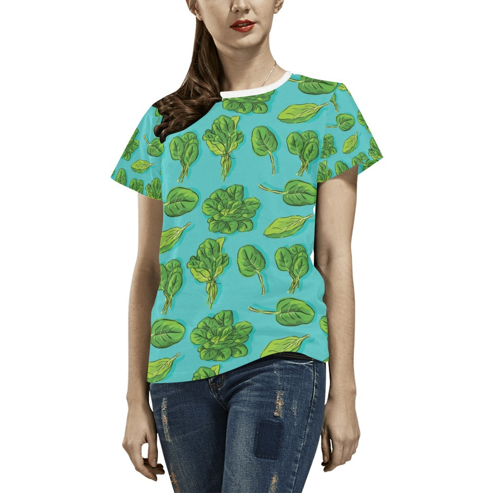 Spinach Print Design LKS301 Women's  T-shirt