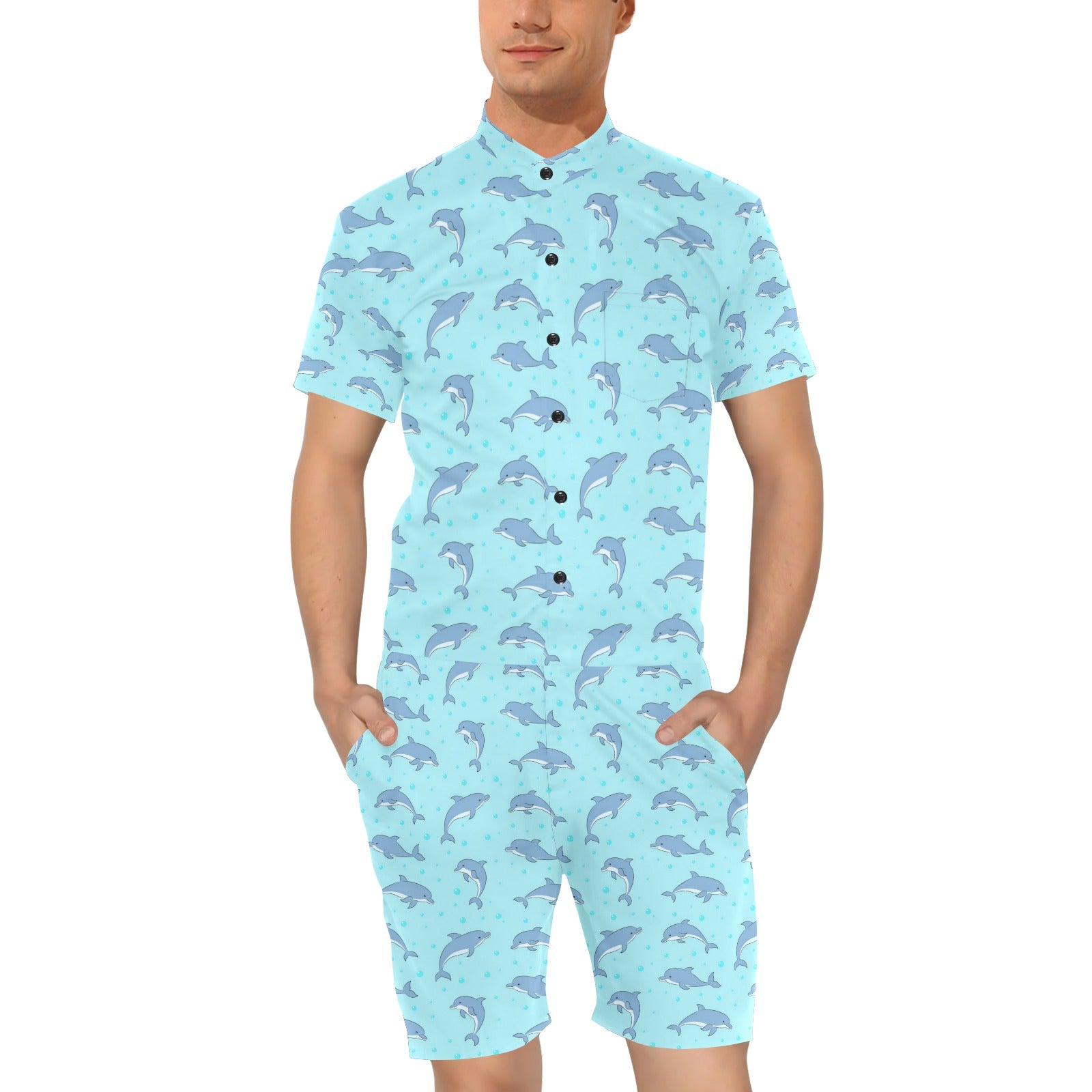 Dolphin Baby Cute Print Pattern Men's Romper