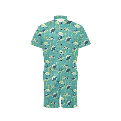 Sea Turtle Pattern Print Design T08 Men's Romper